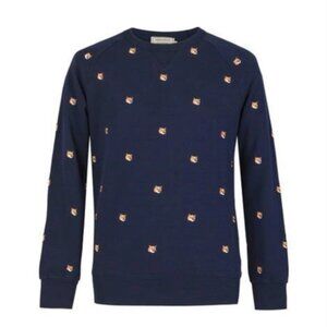 Maison Kitsune All Over Fox Head Embroidery Crewneck Sweatshirt  Size XL